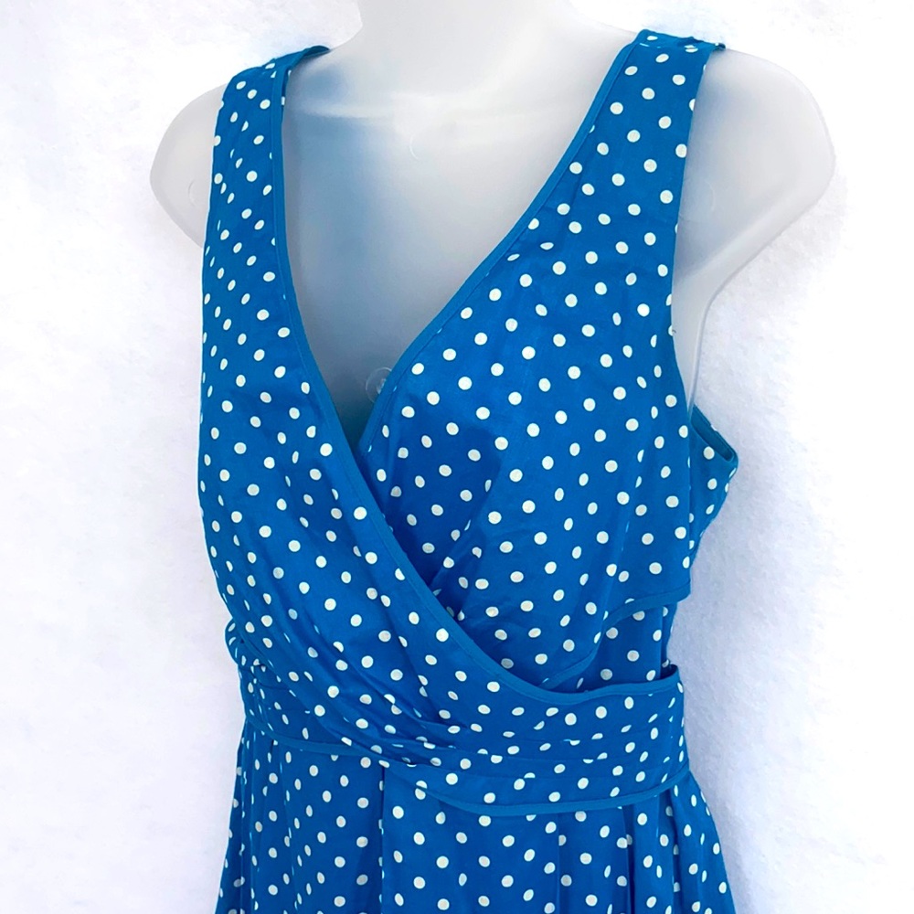 Nine West Dress Teal Blue and White Polkadot Dress. Size 12. - Picture 6 of 10